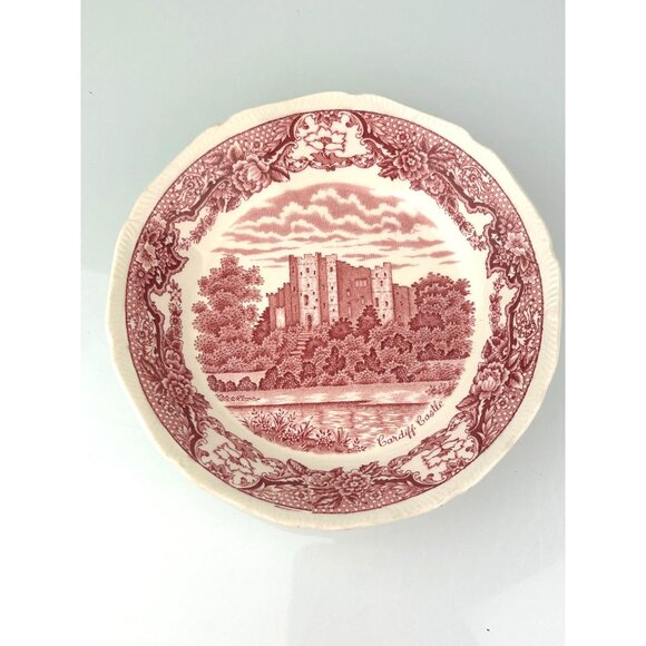 Royal Swan Historic Castle Bundle of 3 Bowls Saucer Red Transferware VTG England - Picture 9 of 16